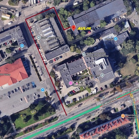 Dojazd do AULIN - widok z satelity, ul. Grabiszyn\u0301ska 241, Wroc\u0142aw